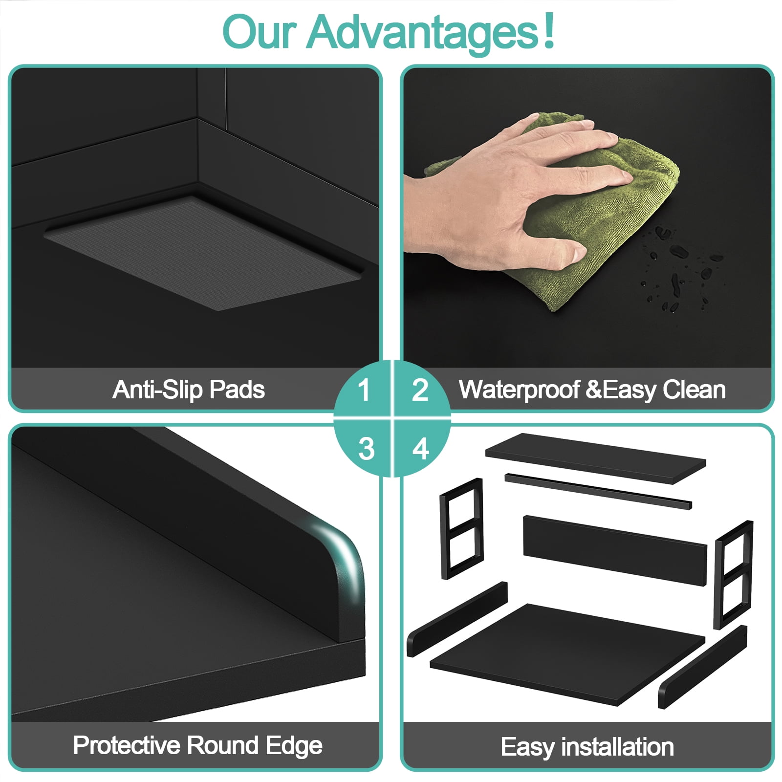 Washer Dryer Countertop, Wooden Countertop for Washer and Dryer, 27.5″L x 27.5″W x 16.7″H(Black)
