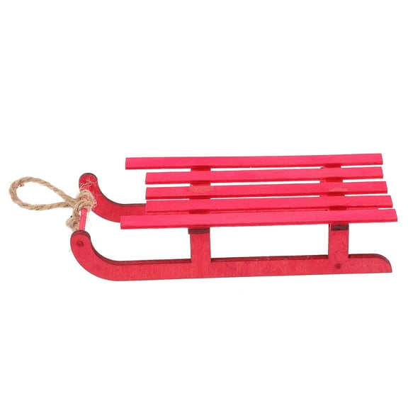 KALLORY Red Wooden Christmas Sled Decoration Hanging Ornament for Home Office Holiday Decor