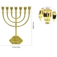 thumbnail image 3 of candelabro Irfora Portavelas de menorá de 7 ramas, templo de Jerusalén, 12 tribus de Israel, menorá de 6,69 pulgadas de altura, candelabro antiguo de Hanukkah para decoración de fiestas judías, dorad, 3 of 6