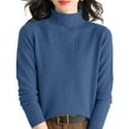 thumbnail image 4 of WTXUE Turtleneck Sweatshirt Crochet Sweaters High Neck Long Sleeved Textured Printed Knitted Base Layer Loose Inner Sweater Oversized Sweatshirt Half Zip Pullover Womens Sweatshirt Blue L, 4 of 9