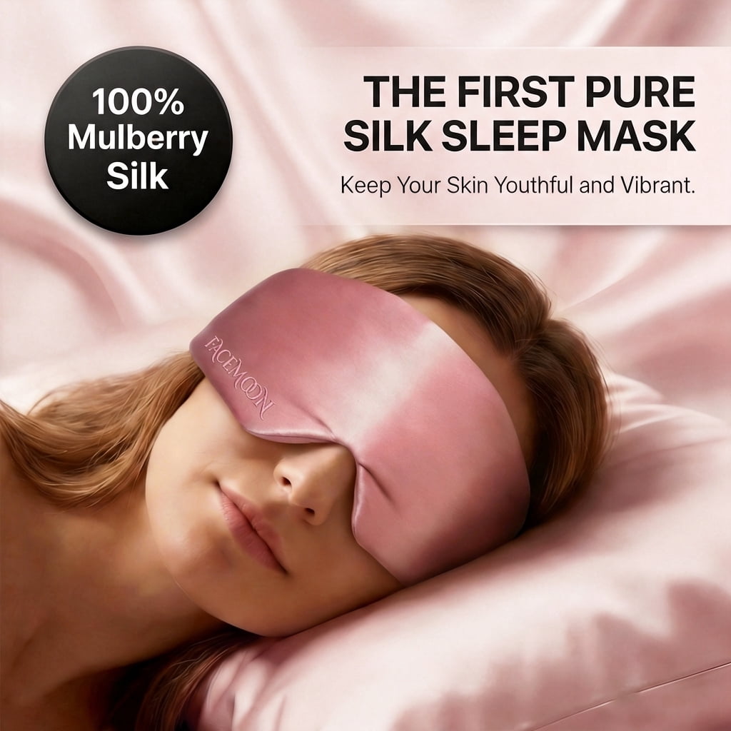 FACEMOON 100% Mulberry Silk Sleep Mask, Comfortable, Pressure-Free, Blackout
