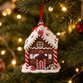 thumbnail image 5 of PONPRNGY 1Pc Gingerbread House Ornaments for Tree, Acrylic Gingerbread Christmas Decor with Rope, Xmas Hanging Ornaments for Tree Holiday Party New Year Home Decorations, 5 of 9