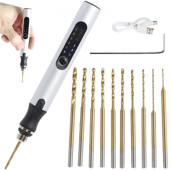 ZEPARO Mini Drill Pen Cordless Electric Grinding Pen with 10 Drill Bits Rechargeable Carving Tool 3 Speed Electric Engraving Tool for Jewelry Wood Ceramics Shells Plastic Leather Stone