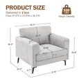 thumbnail image 3 of JULY'S SONG Accent Chair, Linen Fabric Comfy Upholstered Living Room Chairs, 37.8" Wide Mid Century Oversized Chair, Modern Arm Chair for Bedroom, Light Gray, 3 of 11