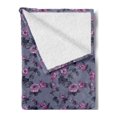 thumbnail image 2 of Roses Soft Flannel Fleece Throw Blanket, Nostalgic Cottage Garden Theme Pink Rose Blossoms on Branches, Cozy Plush for Indoor and Outdoor Use, 70" x 90", Blue Grey Night Blue, by Ambesonne, 2 of 5