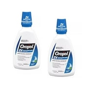 2 Pack - Orajel Antiseptic For All Mouth Sore Rinse, Kills Bacteria - 16 OZ Each
