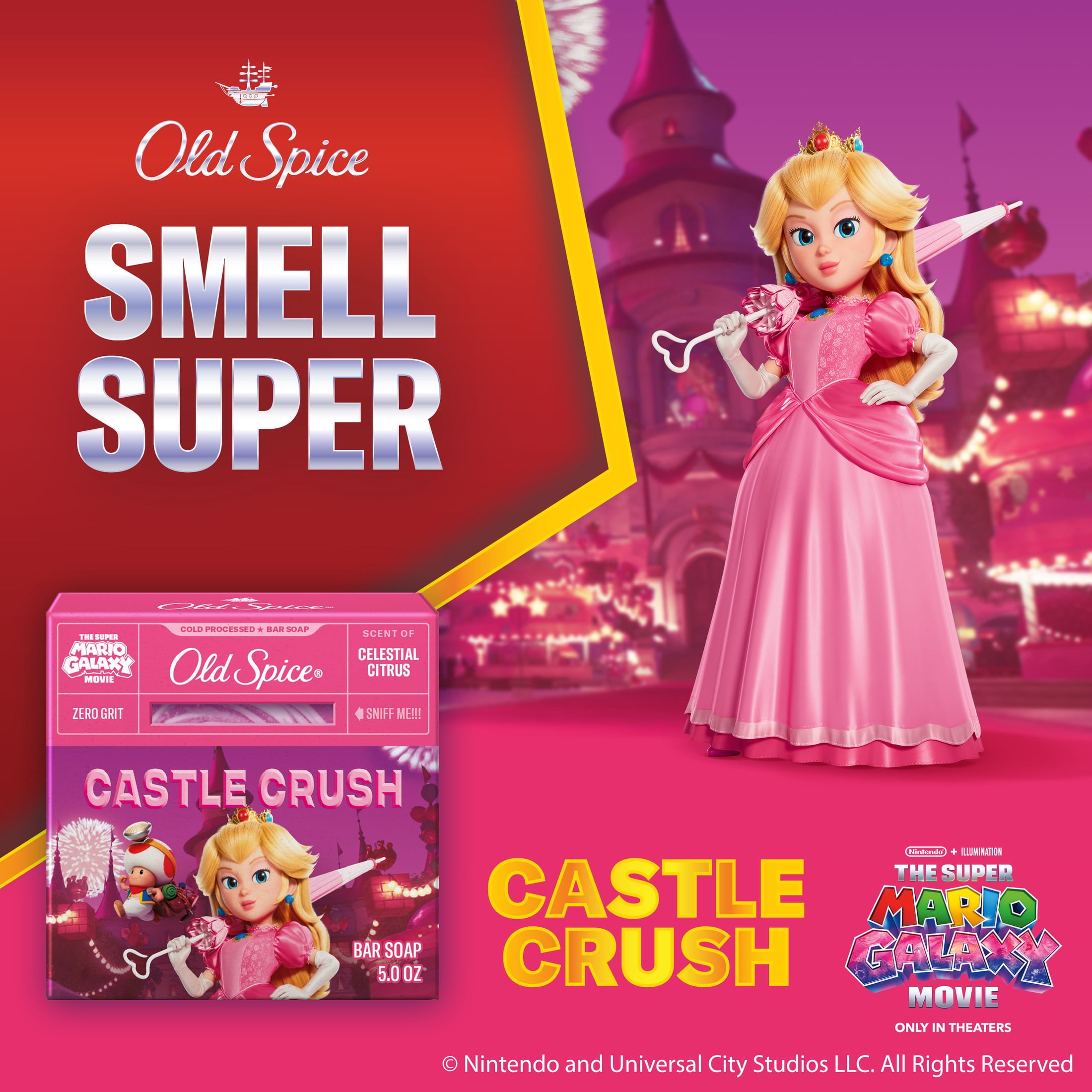 Old Spice Men's Cold Processed Bar Soap, Castle Crush, Old Spice x The Super Mario Galaxy Movie, 5 oz
