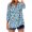 Sky Blue, variant on SnZhen 3/4 Sleeve Tops for Women Fashion Printed Casual Loose V-Neck Button Comfortable Versatile Bloues