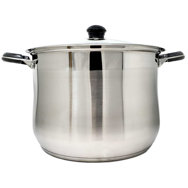 Professional Stainless Steel Soup Stock & Pasta Pot with Glass Lid