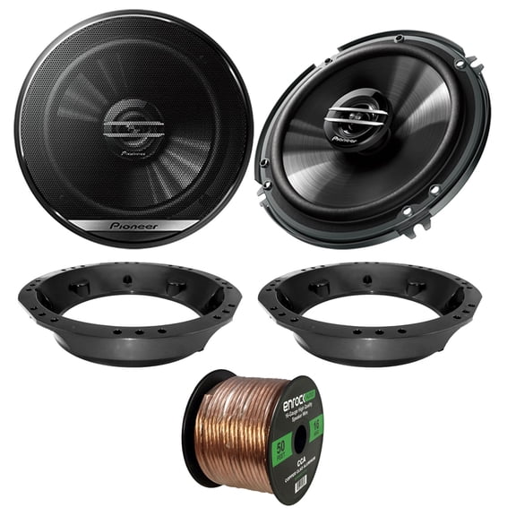 2x Pioneer TS-G1620F 6.5" 2-Way Speakers, Adapter, 50 Ft Wire ('98-2013 Harley)