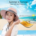 thumbnail image 3 of 2 piezas de sombrero plegable para el sol con protección UV para exteriores para mujer, de malla ancha, para pesca en la playa, con orificio para cola de caballo, 3 of 5