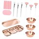 thumbnail image 3 of 23 piezas de suministros para esteticistas: esponjas aplicadoras de cosméticos, pinceles planos y de abanico Oro rosa, 3 of 7