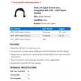 thumbnail image 2 of Front Left Upper Control Arm - Compatible with 1995 - 2000 Toyota Tacoma 1996 1997 1998 1999, 2 of 2