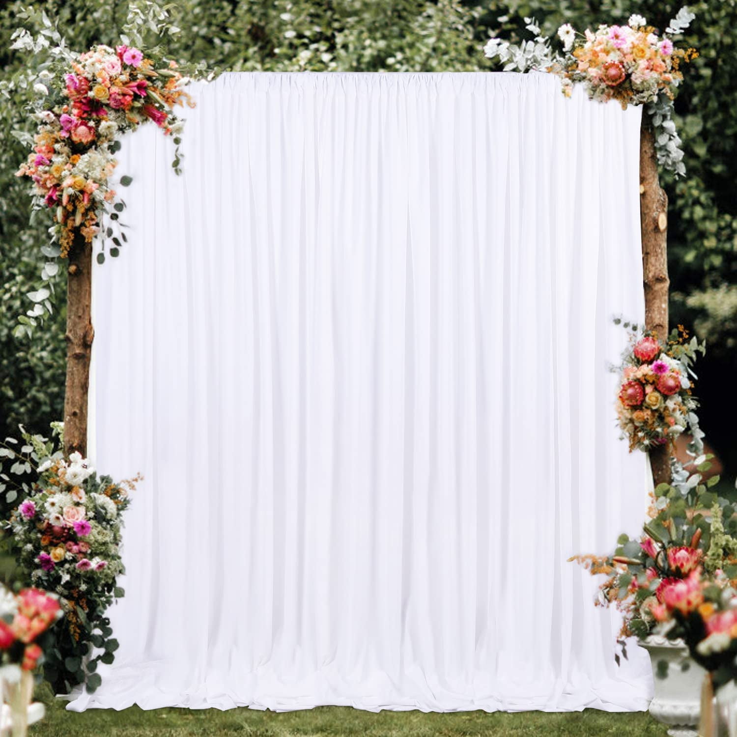 SoarDream White Backdrop Curtains for Parties 2 Panels 5ft x 10ft Polyester  Photography Background for Baby Shower Wedding Birthday Decorations -  