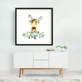 thumbnail image 2 of Moose, Woodland Animals, Forest Animals, Boho, Blue Flowers, Boy Nursery - Illustration Watercolor Animal Floral Whimsical Black Framed Wall Art Print 10 x 10 inches, 2 of 3
