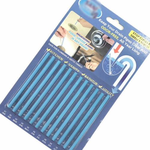 Drain Cleaner Sticks Oil Deodorizer Kitchen Toilet Bathtub Sewer Cleaning  Rod Handy Sewer Hair Cleaner 12 Pack