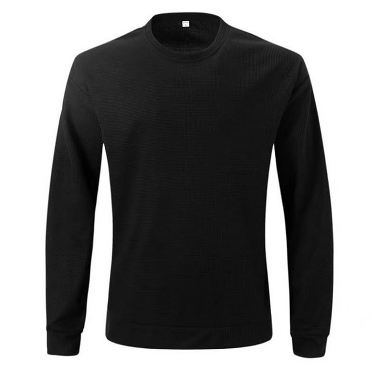 T Shirts for Men Long Sleeve Long Sleeve Solid Color Knit Round