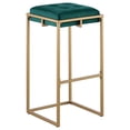thumbnail image 4 of Maklaine 30" Square Modern Velvet Padded Seat Bar Stool in Green (Set of 2), 4 of 11