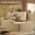 thumbnail image 4 of Vcatnet 67"x48" Chaise Lounge Chair Indoor Oversized Lounge Couch Plush Upholstered Corduroy Sofa Bed for Living Room, Beige, 4 of 10