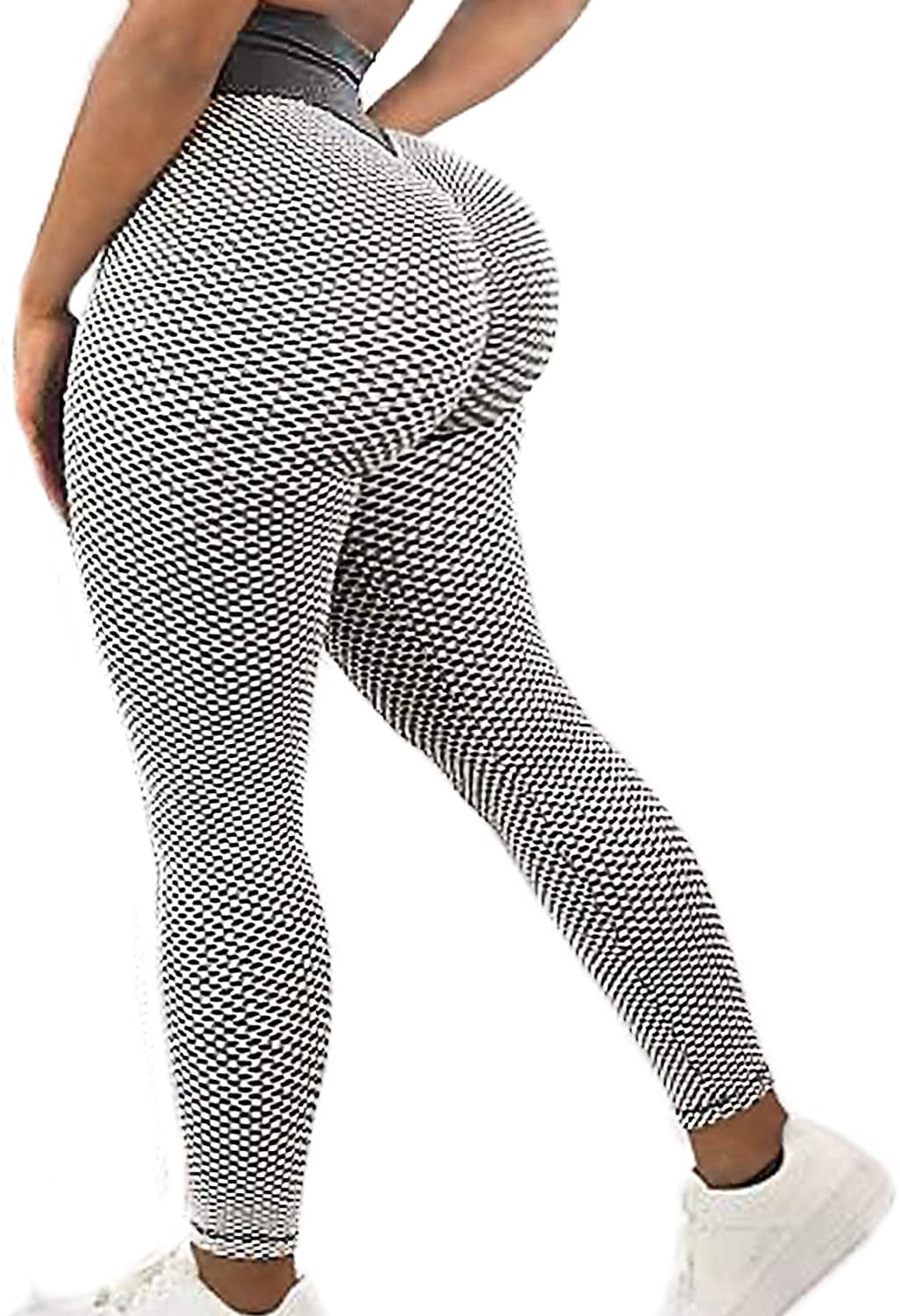 SEASUM Women High Waisted Workout Yoga Pants Butt Lifting Scrunch Booty Leggings Tummy Control Anti Cellulite Textured Tights 