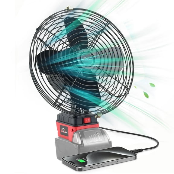 Portable Outdoor Sleek Jobsite Cordless Fan Compatible with Milwaukee, Bucket Indoor Fans Operated Powered by Milwaukee 18V Max Battery, Blow Heat and Cooling at Work,Tool Only