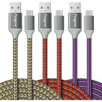 Fasgear USB to USB C Cable 10ft,3 Pack Long Type C Cable Nylon Braided Fast Charging Compatible with Galaxy Note 8 9 S8/S9/S10/S10 , LG V20/G6 and More 3m(Gold/Red/Purple)