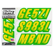 STIFFIE Techtron Yellow/Green 3" Alpha-Numeric Identification Custom Kit Registration Numbers & Letters Marine Stickers Decals for Boats & Personal Watercraft PWC