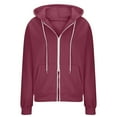 thumbnail image 6 of Mgmyaa Women's Sweatshirt Casual Loose Solid Color Pocket Long Sleeve Two-Way Zip Hooded Top, 6 of 8