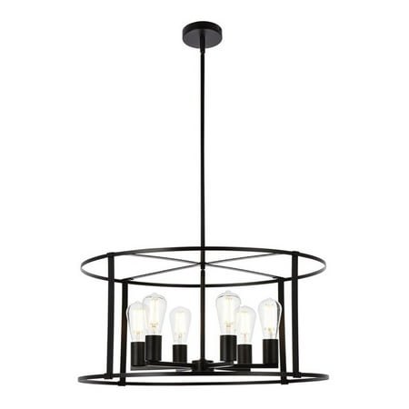 

Maklaine Modern 6-Light Mid-Century Metal Pendant in Black Finish