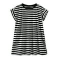 thumbnail image 3 of Bovxnpu Summer Girls Dresses, Girls Cotton Casual T Shirt Dress Loungewear, Summer Casual Cute Striped Round Neck Short Sleeved Dress 2 Years, 3 of 6