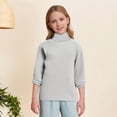 thumbnail image 3 of LOCHEX Girls Clothes Clearance Warm Knit Sweater Pullover Long Sleeve Soft Turtleneck High Neck Solid Children Autumn Sweater,Gray,Gray 8-9, 3 of 7