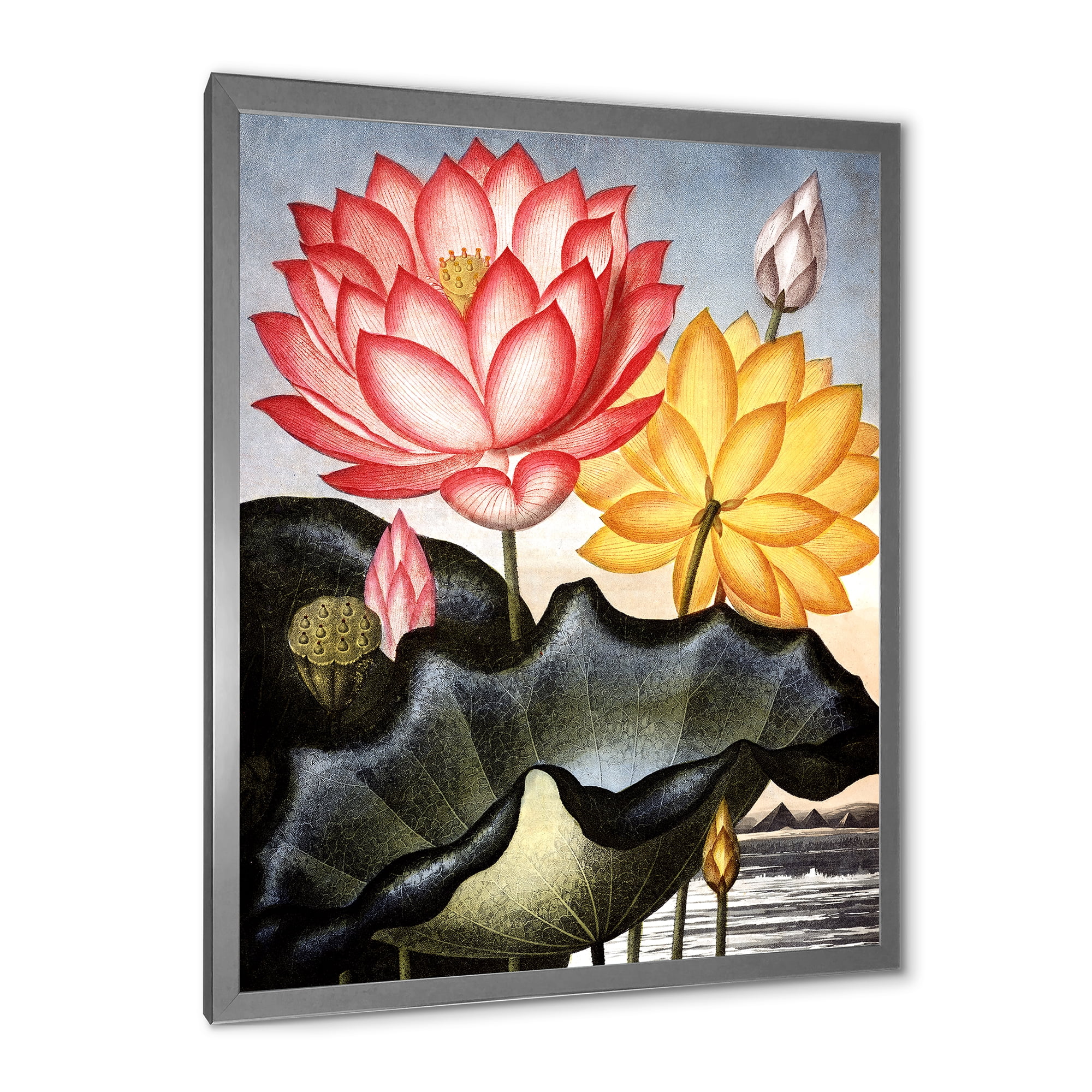 Designart 'Ancient Flowers II' Traditional Framed Art Print