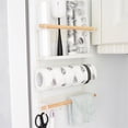 thumbnail image 4 of Estante de cocina con ganchos, utensilios de cocina, estante de almacenamiento de toallas de papel, estante organizador montado en la pared, color blanco Jumpingount LF0229-01B, 4 of 7