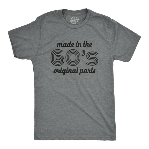 Mens Made In The 60s Original Parts T Shirt Funny Age Birthday Decade Graphic Tee Graphic Tees