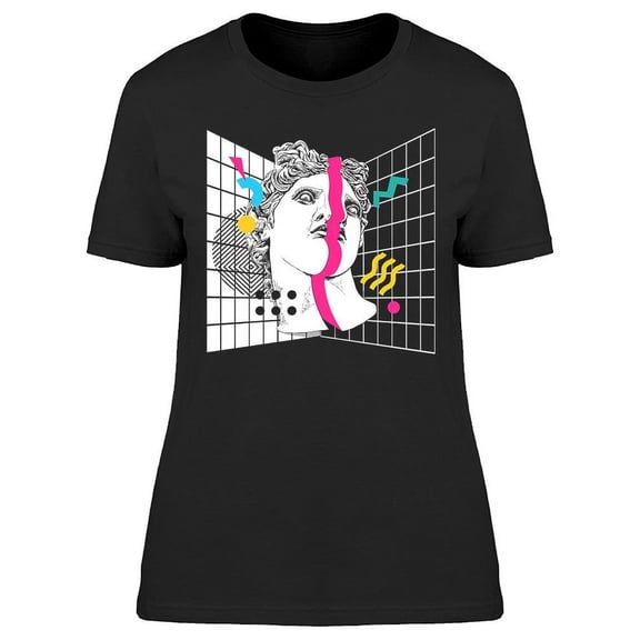 Vaporwave Statue Head Design T-Shirt Women -Image by Shutterstock, Female Small