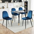 thumbnail image 4 of Set of 2 Modern Velvet Dining Chairs, Armless Upholstered Accent Chairs with Black Metal Legs, Dark Blue, 4 of 7