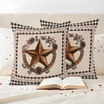 thumbnail image 3 of Farmhouse Outdoor Waterproof Pillow Covers, Country Star Berry Plaid Lodge Grey Brown Decorative Square Throw Pillowcase Sofa Cushion Sham for Patio/Couch/Chair, 20"x20" 2 Pack, 3 of 8