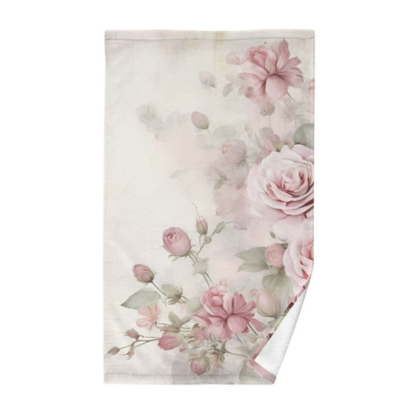 Roses Flowers Cotton Face Towels Soft Hand Towel Absorbent Bathroom Towel for Kitchen Hotel Decoration