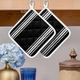 thumbnail image 2 of Black Striped Pot Holders for Kitchen Heatproof Potholder, 5 Pack Farmhouse Black White Stripes Hot Pads Multipurpose Oven Pads Cloth Potholders Trivet for Cooking Baking, 2 of 8