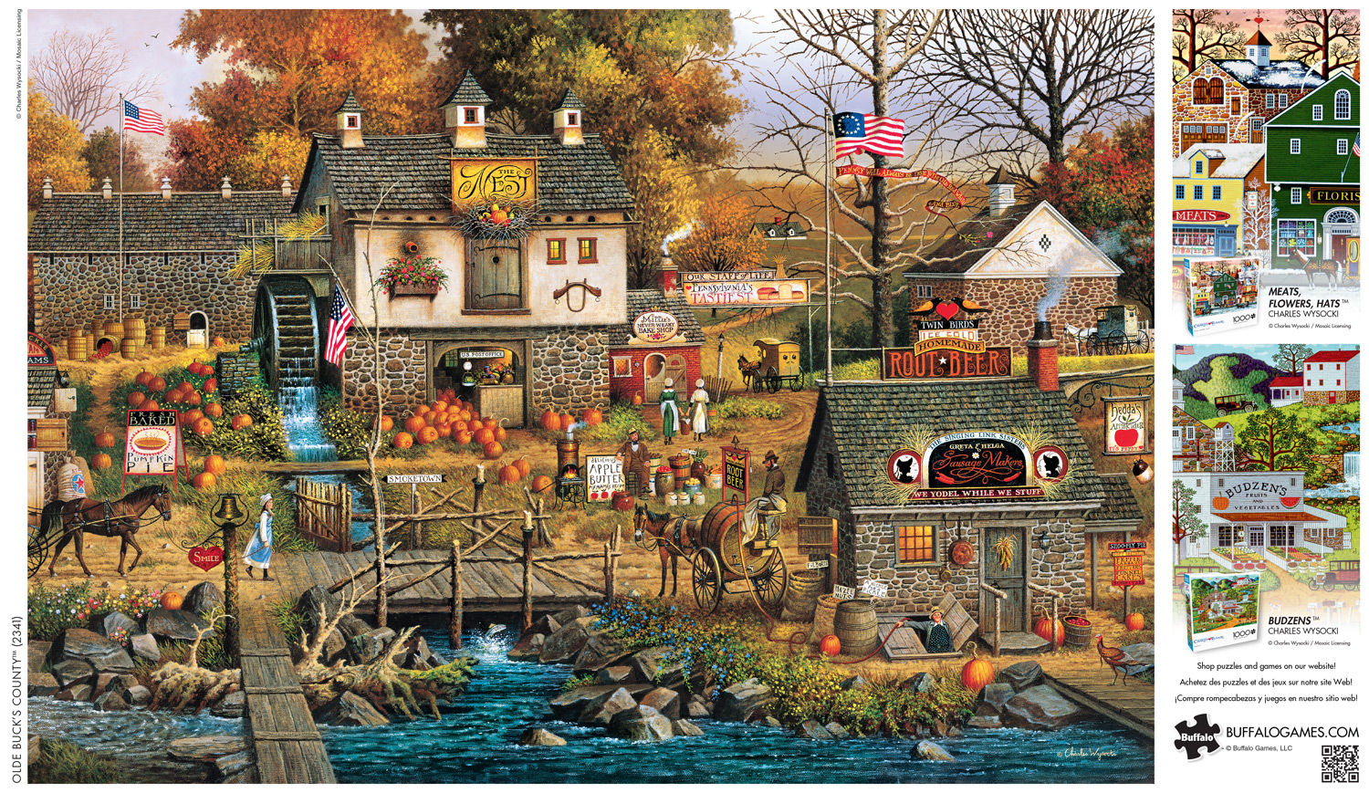Buffalo Games 2000-Piece Charles Wysocki Olde Buck's County Interlocking Jigsaw Puzzle