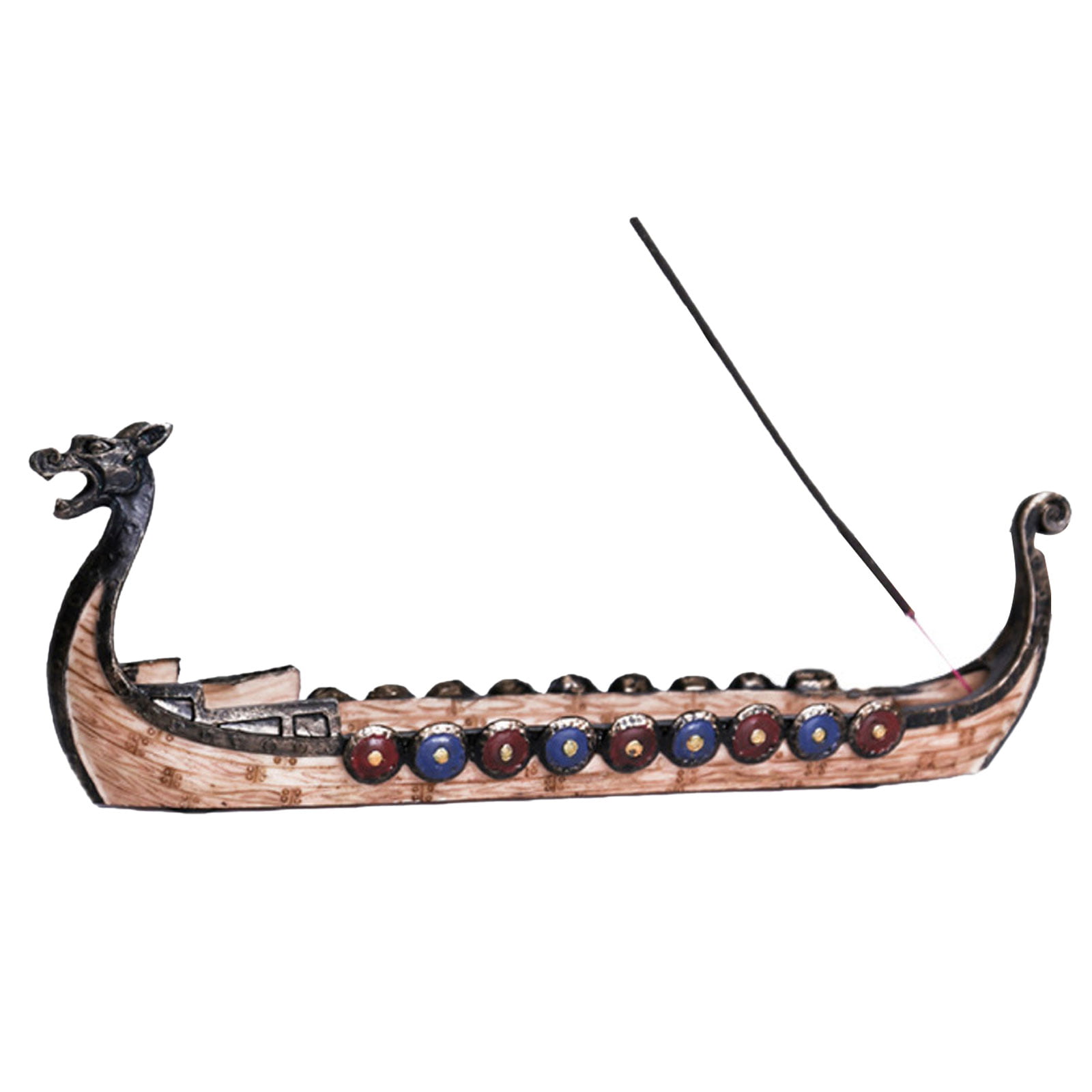 Ancient Viking Long Boat Nordic Resin Incense Burner Holder 10 Cones Home Decor 