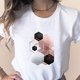 thumbnail image 5 of Puntoco Camiseta suelta de cuello redondo para mujer con estampado gráfico geométrico de moda para mujer Puntoco Puntoco-45, 5 of 9
