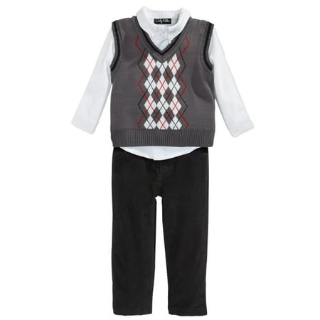 

Only Kids Infant Boys 3 Piece Dress Up Outfit Pants Shirt Gray Sweater Vest 12m