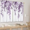 thumbnail image 3 of Eucalyptus Purple Leaves Kitchen Curtains Botanical Floral Plant Small Short Cafe Window Curtains Flower Rod Pocket Bathroom Window Drapes Treatment Tier Curtains 2 Panels (26x36 Inch), 3 of 6