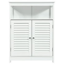 Resenkos Wood Freestanding Bathroom Storage Cabinet with Double Shutter Door-White, Bathroom Cabinets for Entryway Storage, Home Office Furniture