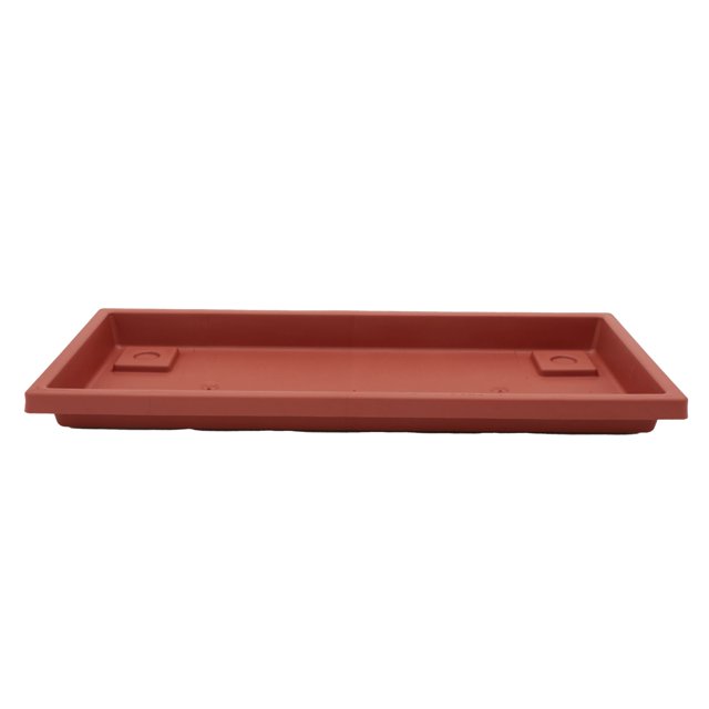 The HC Companies Venetian Rectangular Plant Tray, Plastic Drip Saucer, Clay