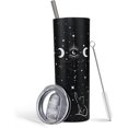 thumbnail image 1 of Vaso gótico de gato con tapa y pajita de acero inoxidable de 20 oz, delgado y aislado, ideal como regalo para amantes de los gatos., 1 of 6
