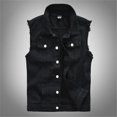 thumbnail image 1 of QJUHUNG Men‘s New  Denim Vest Casual Cowboy Jacket In Shoulder Blouse, 1 of 6