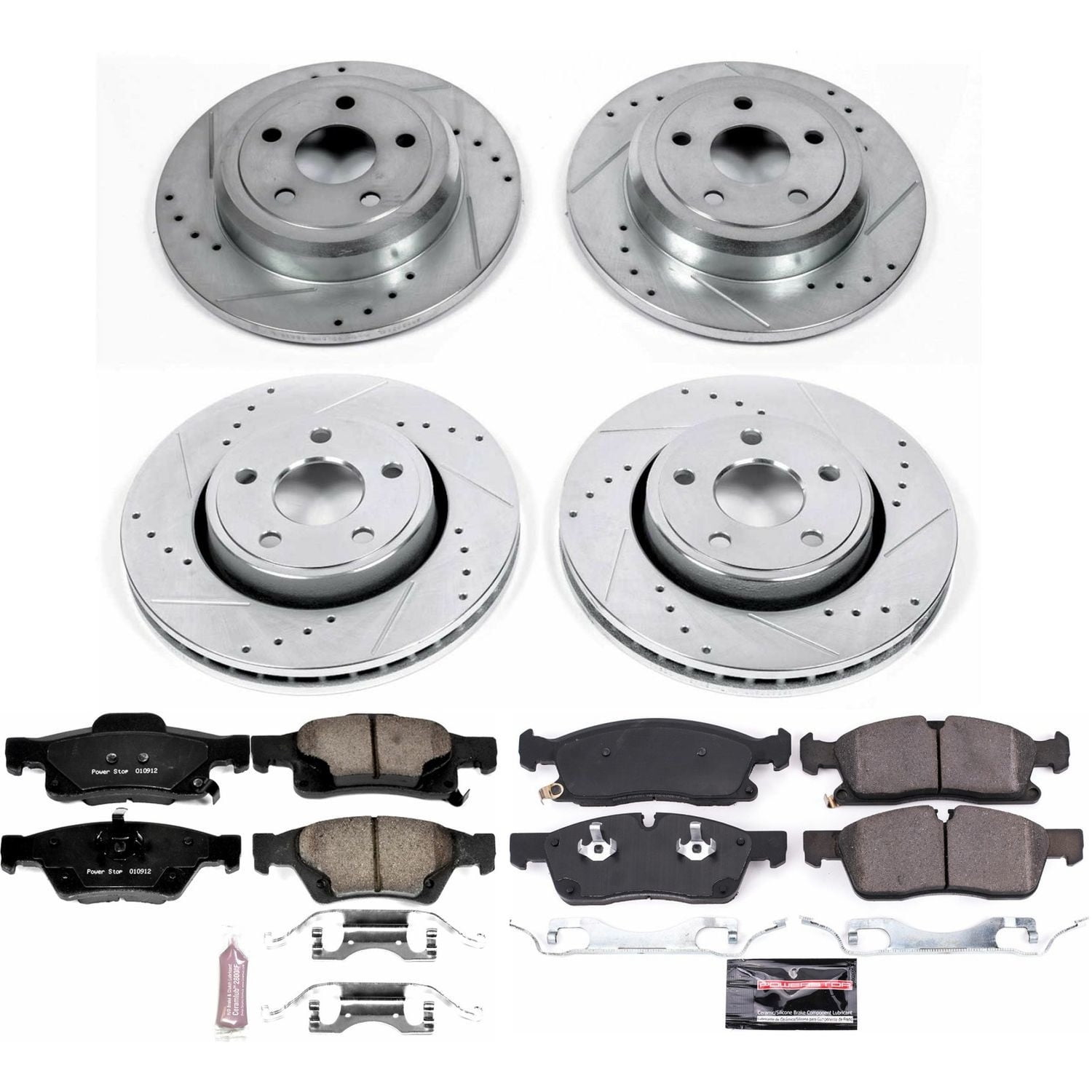 PowerStop Front and Rear Z23 Evolution Sport Carbon-Fiber Ceramic Brake Pad and Drilled & Slotted Rotor Kit Fits: JEEP Select Models K7413