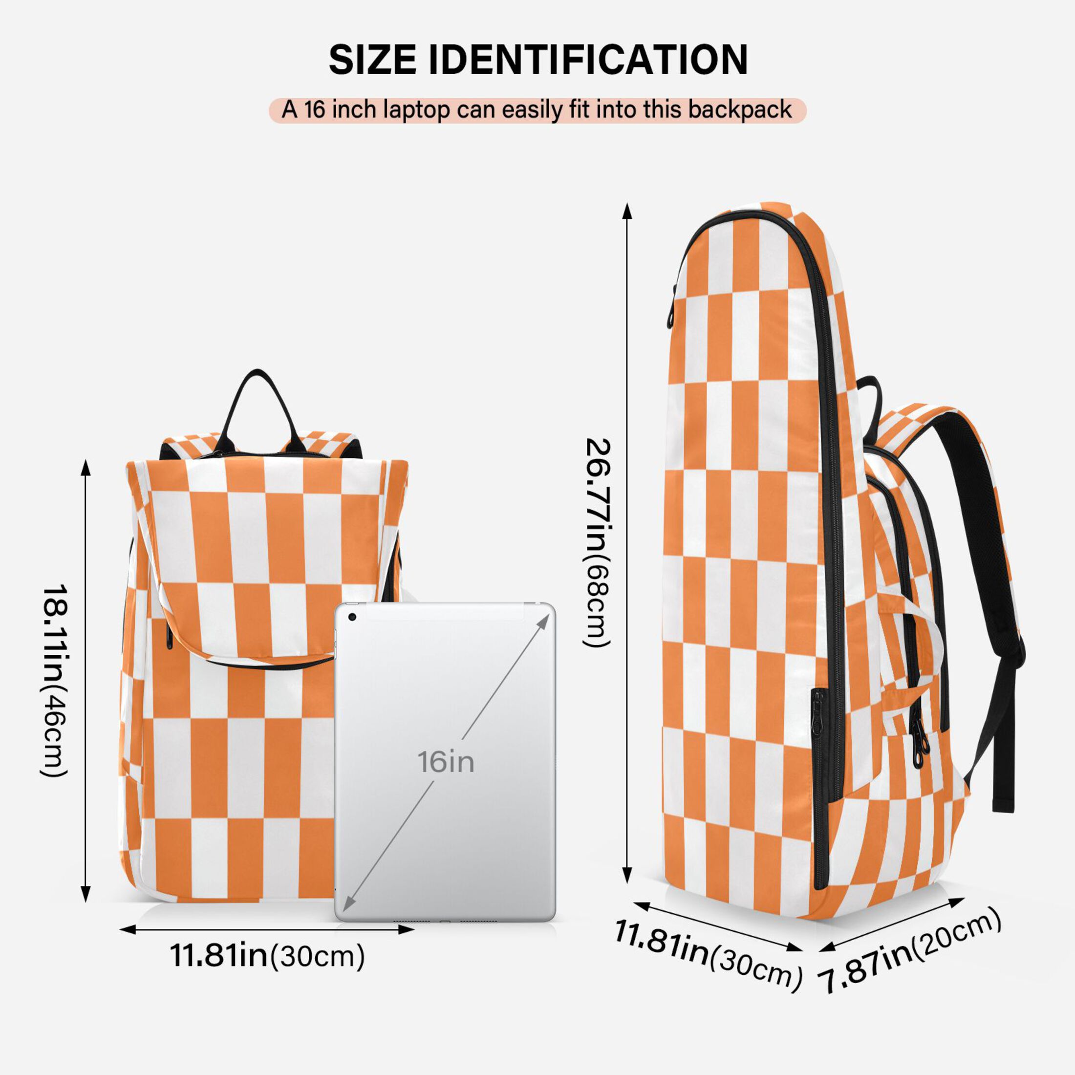 2 Racquet Holder Tennis Backpack Tennis Racket Covers Gym Bags Orange Checkerboard